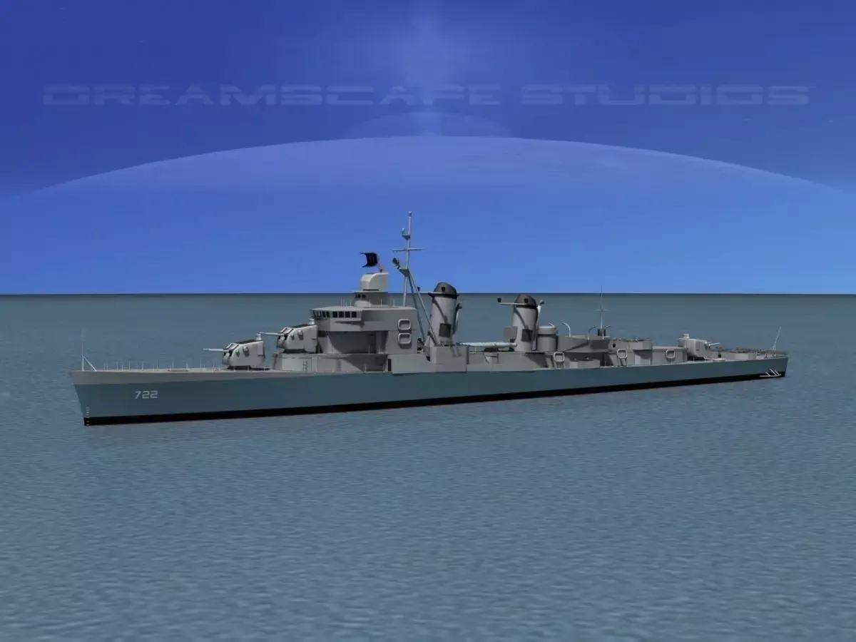 Sumner Class Destroyer  DD722 USS Barton 3D model