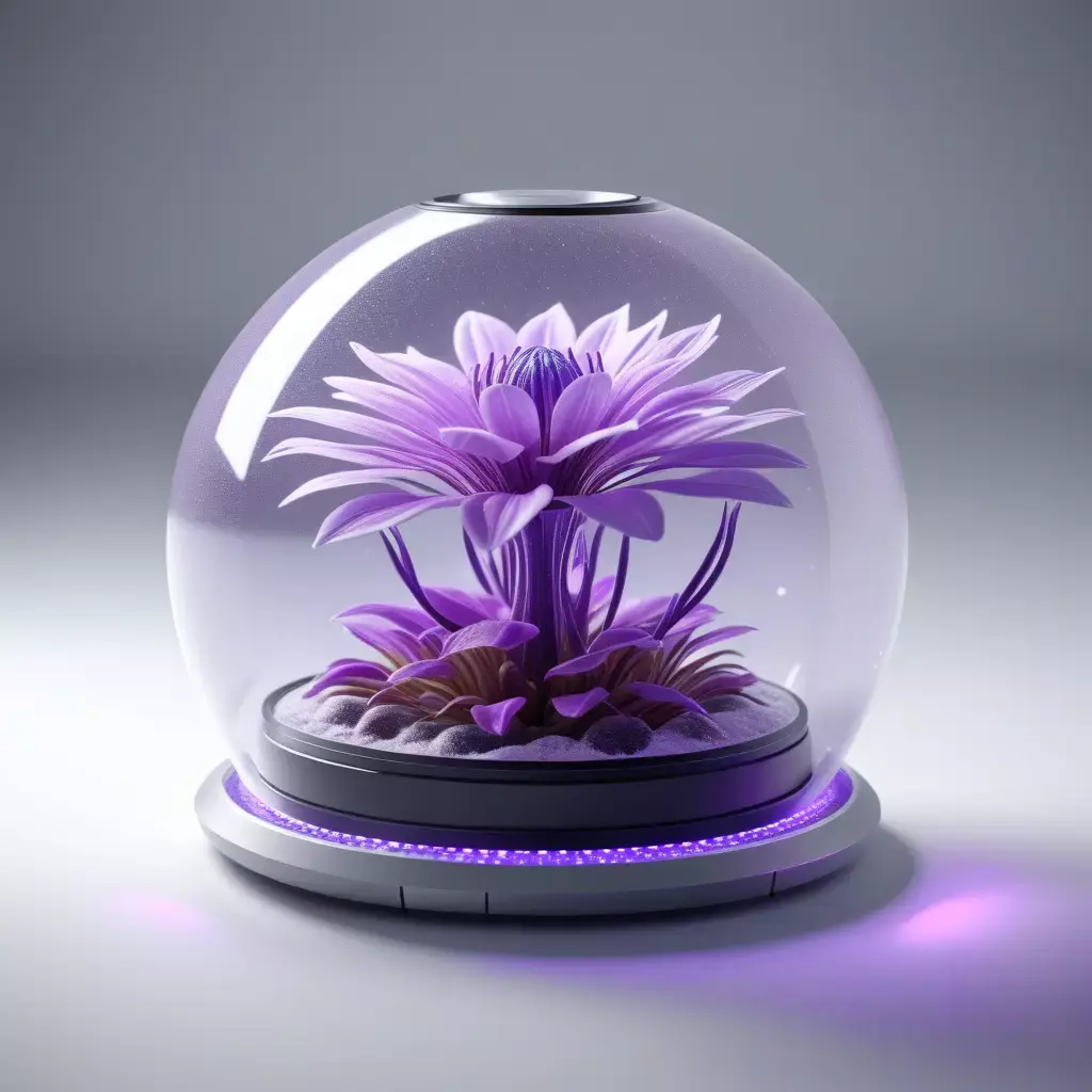 SciFi Terrarium Purple Flower Display 3D model