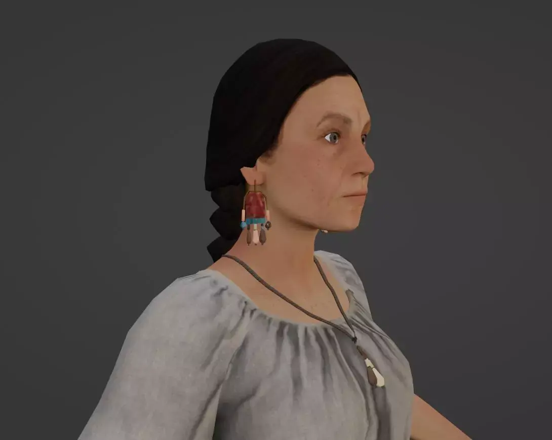 Native American Woman Low-poly 3D model