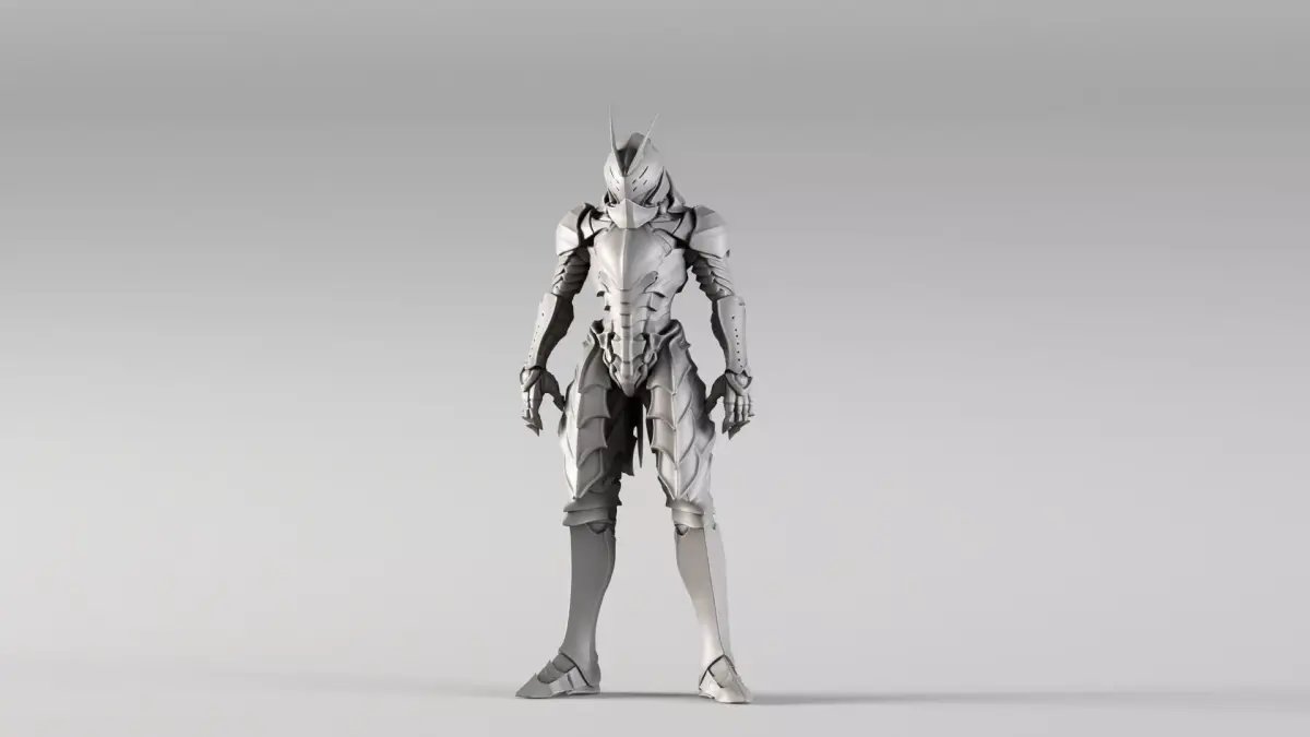 S00148 Sci-Fi Alien Warrior Armor Gray Mesh 3D Model 3D model