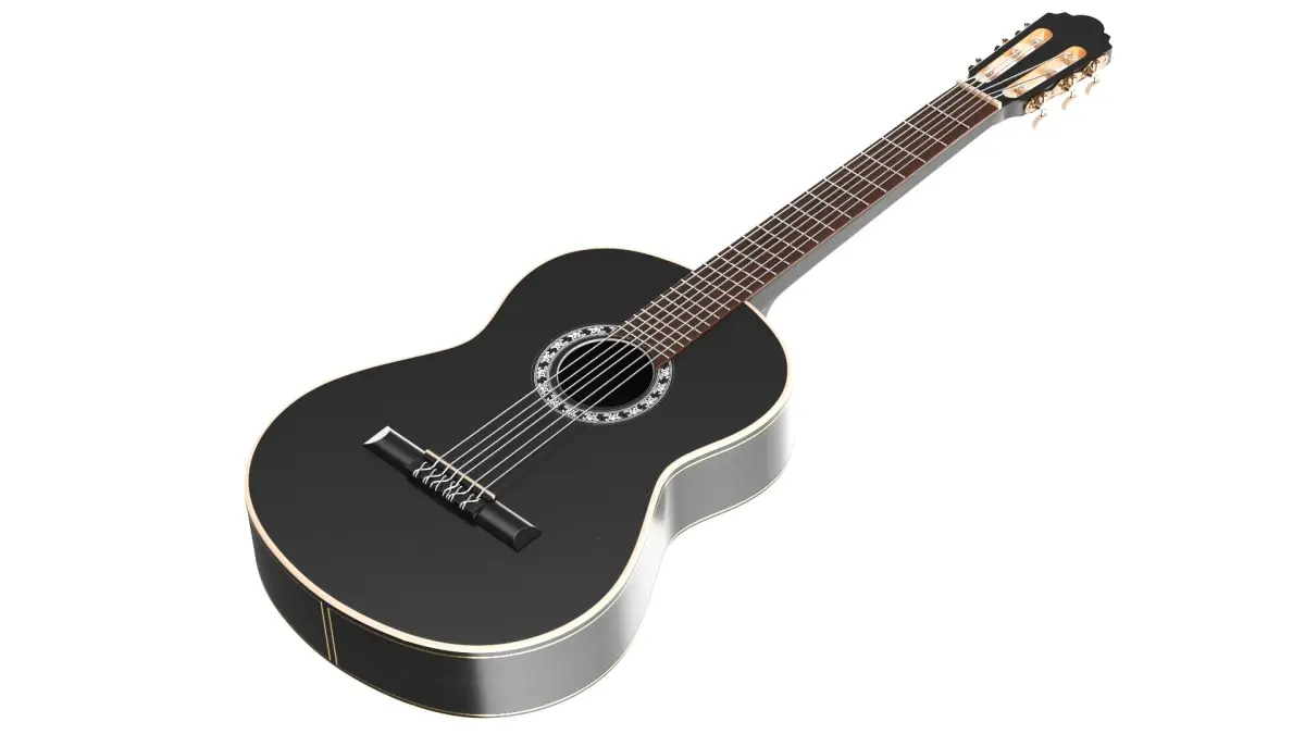 Detailed Black Acoustic Guitar 3D model