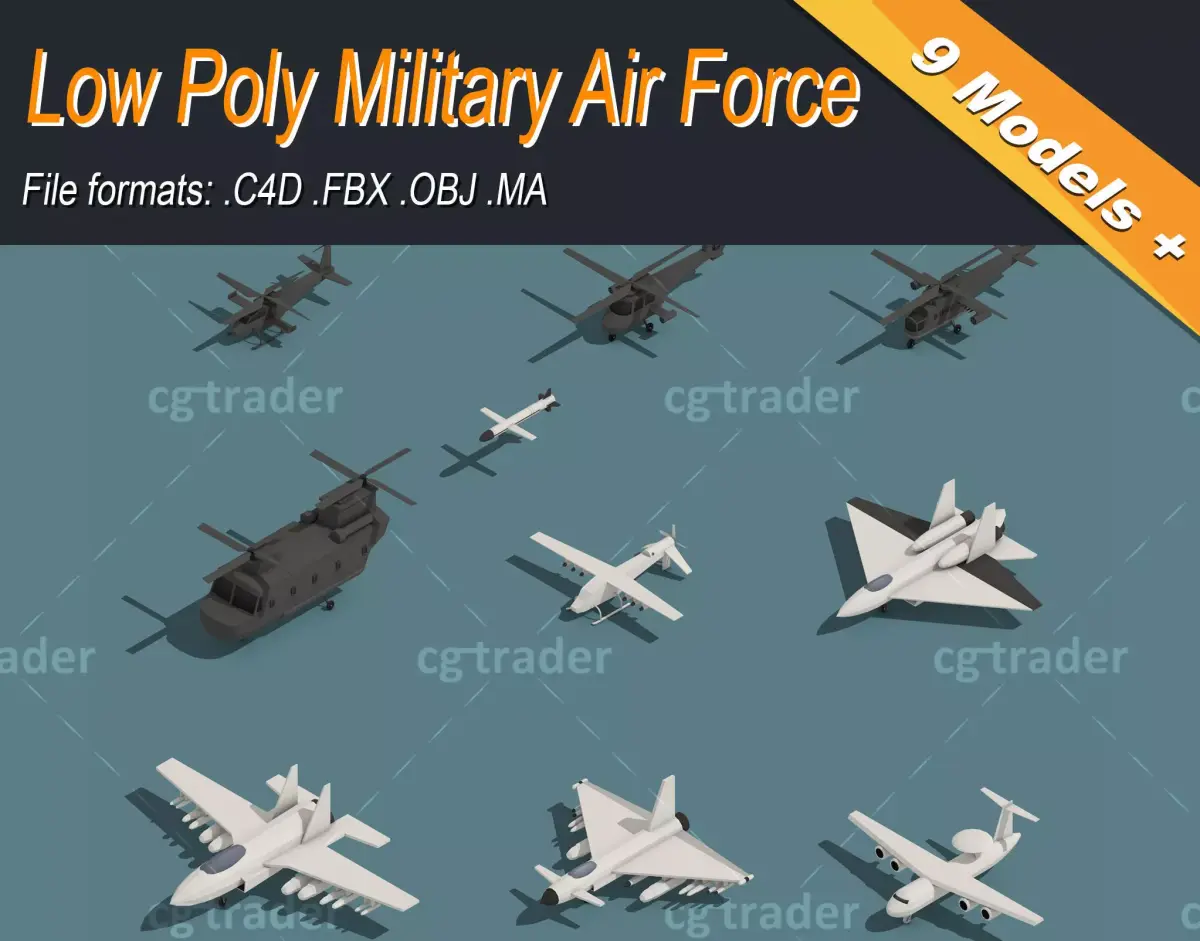 Low Poly Military Air Force Isometric Icon Low-poly 3D model