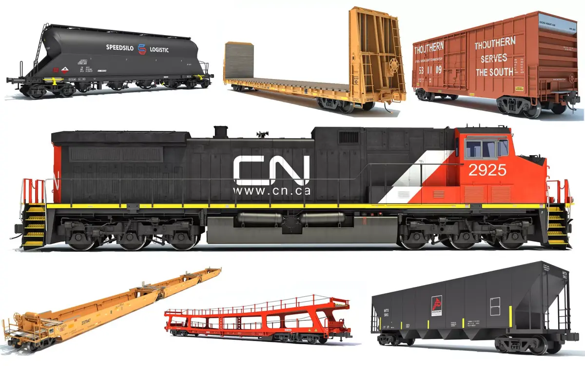 Canadian National Freight Train 3D Model Pack