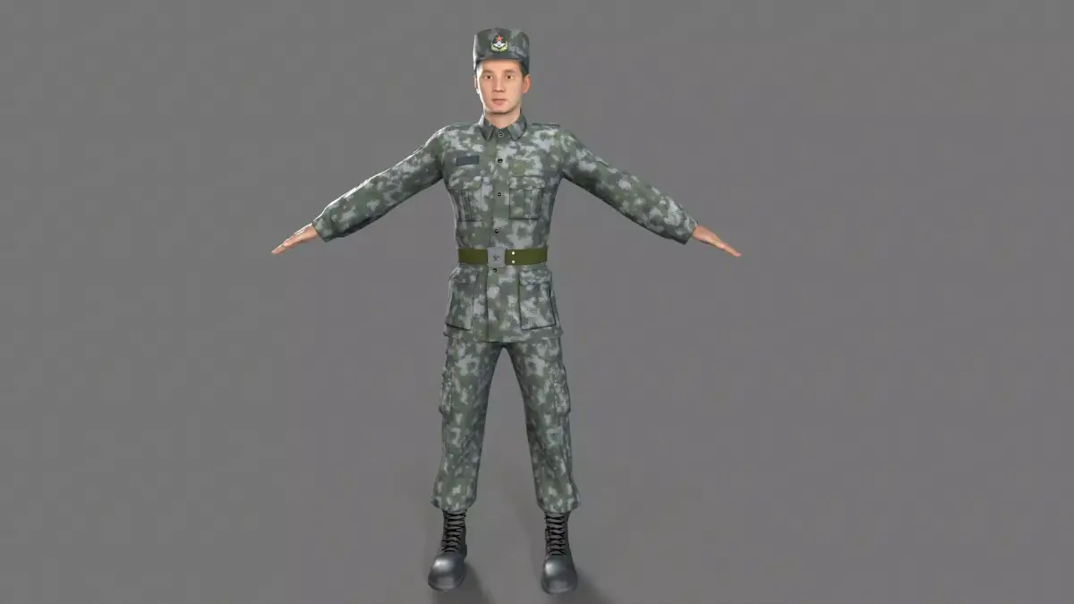 China soldier Low-poly 3D model