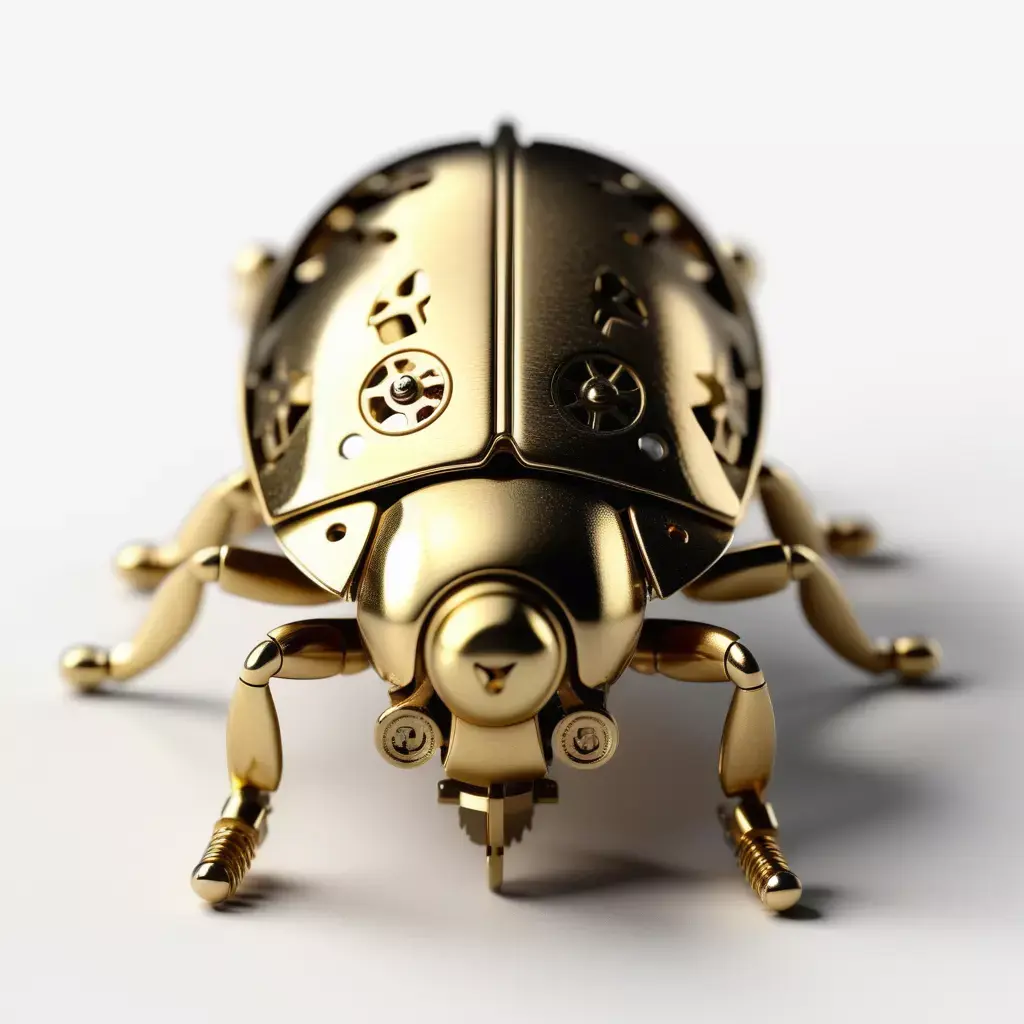 Golden Steampunk Mechanical Beetle Automaton 3D model