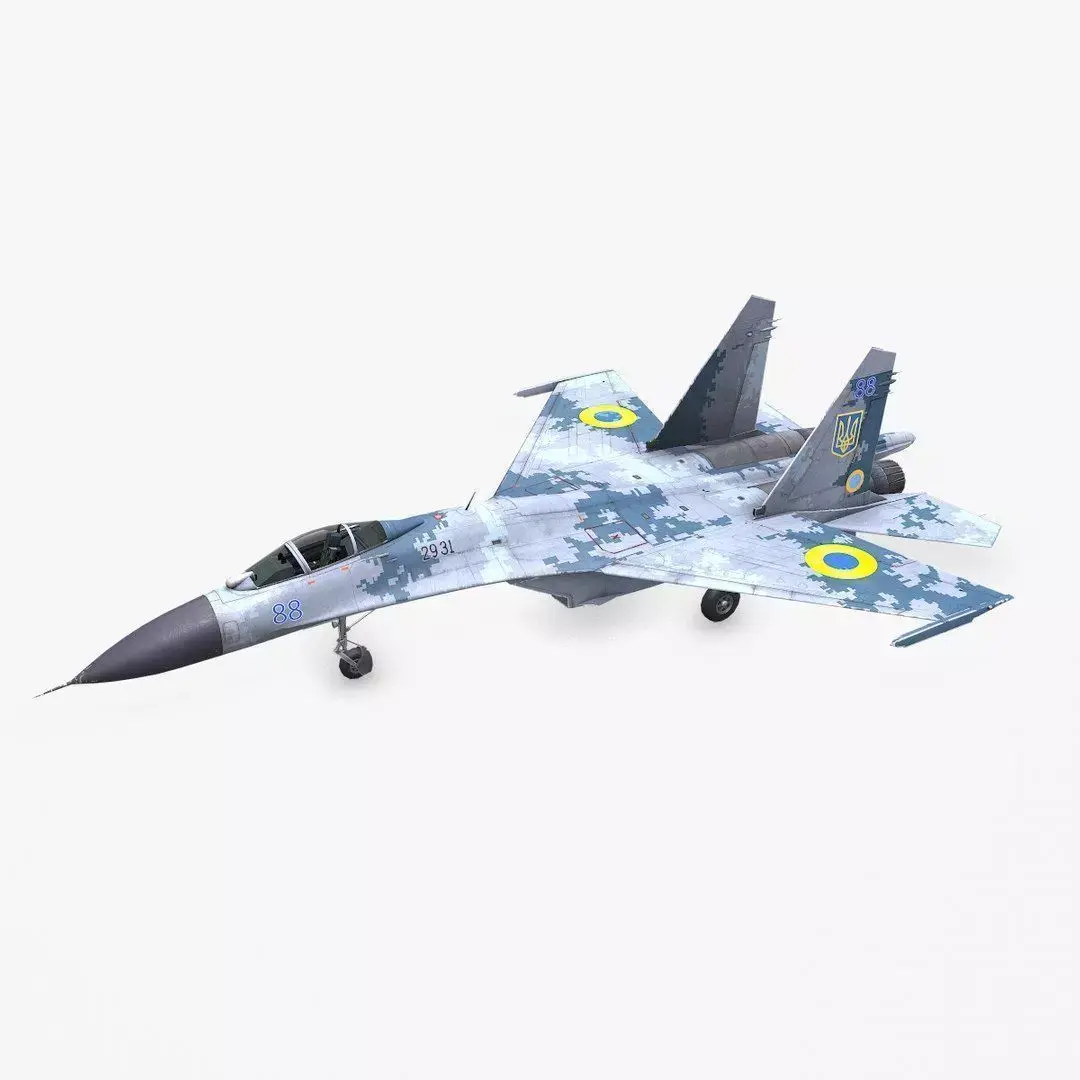 Sukhoi Su-27P Ukrainian Fighter Jet Low-poly PBR Low-poly 3D model
