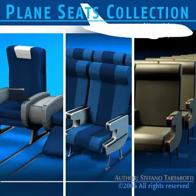 Plane train seats collection 3D model
