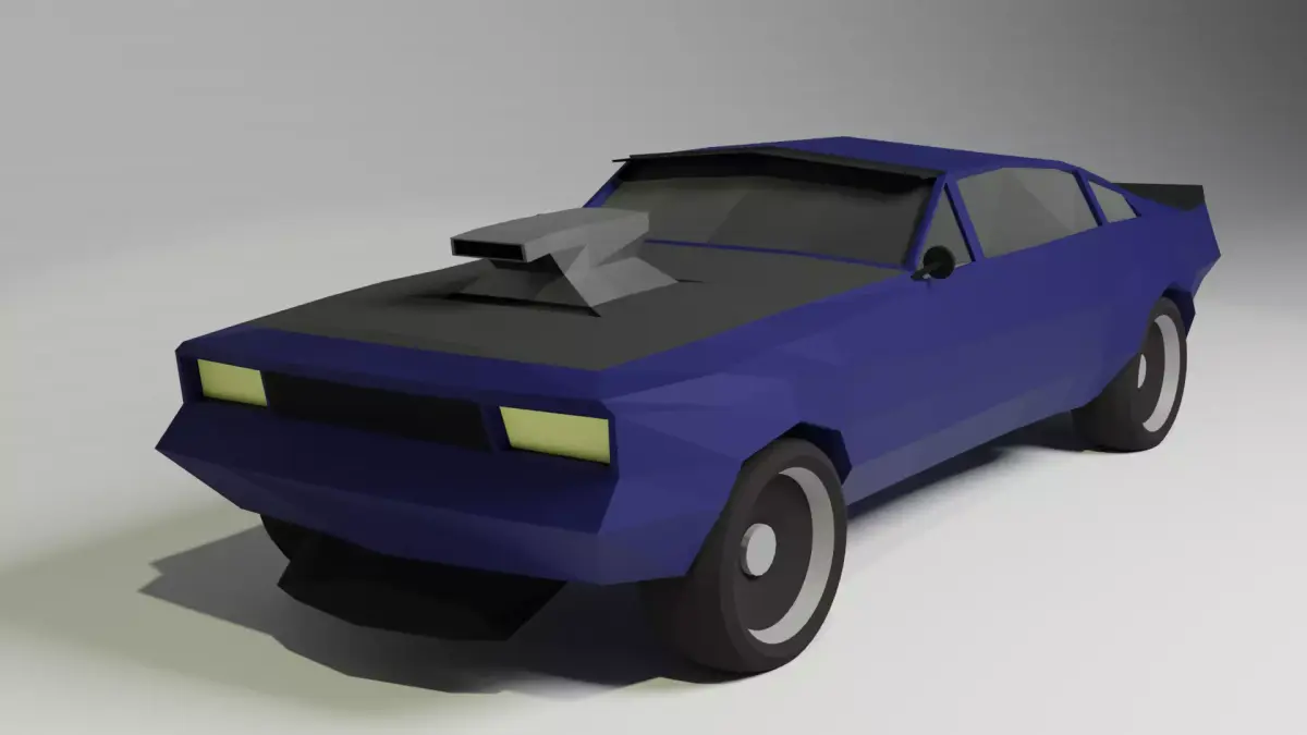 Low Poly Muscle Car  Free low-poly 3D model