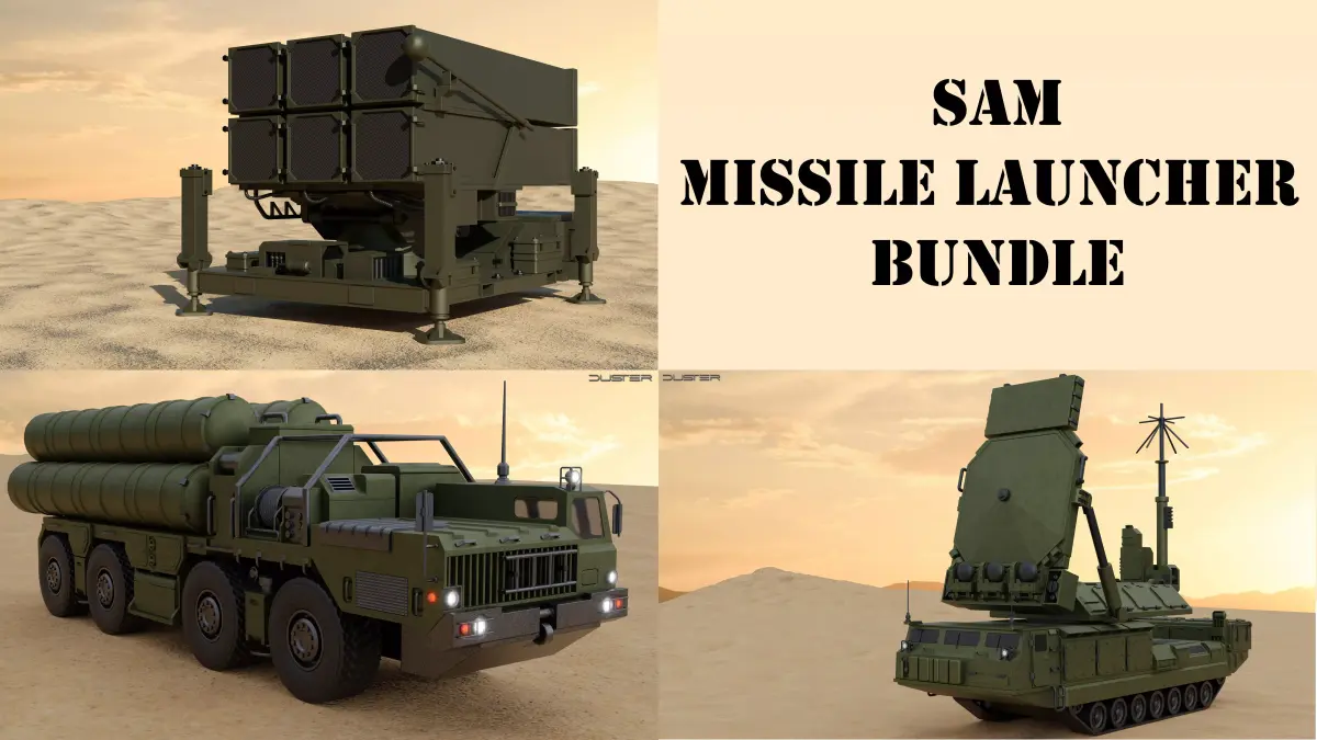 SAM Missile Launcher Bundle Low-poly 3D model