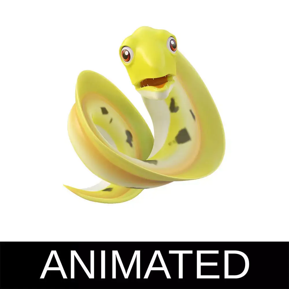 Morey Eel Fish Cartoon Animated Low-poly 3D model