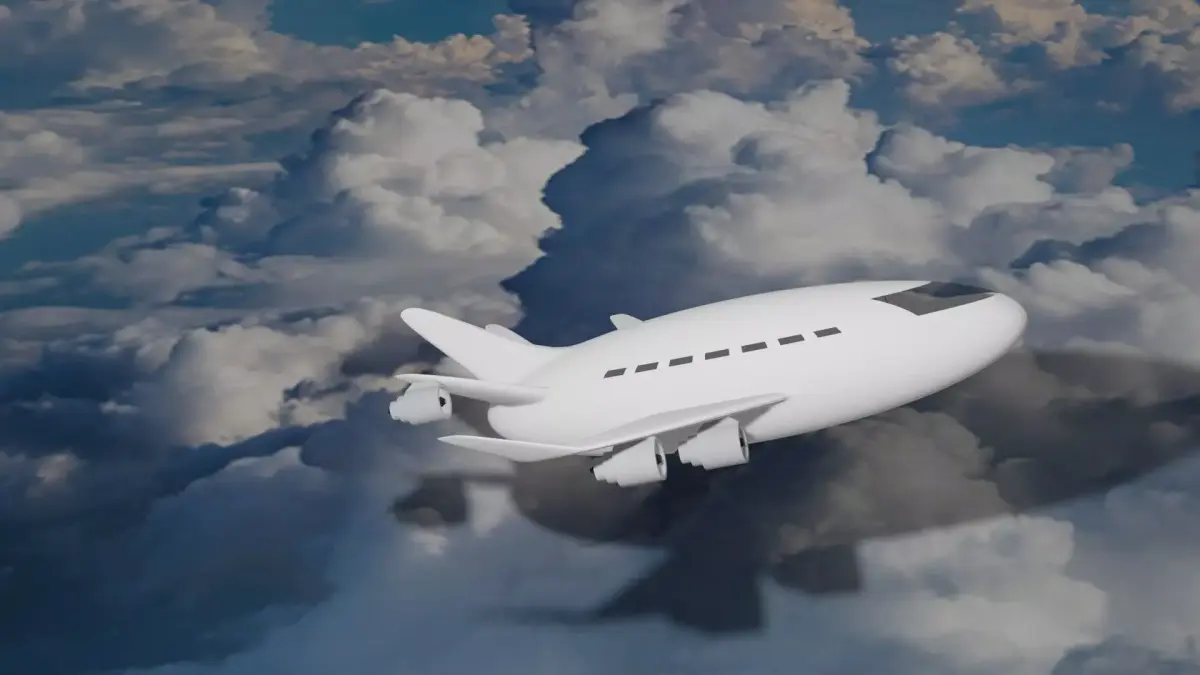 Airplane flying in clouds Low-poly 3D model