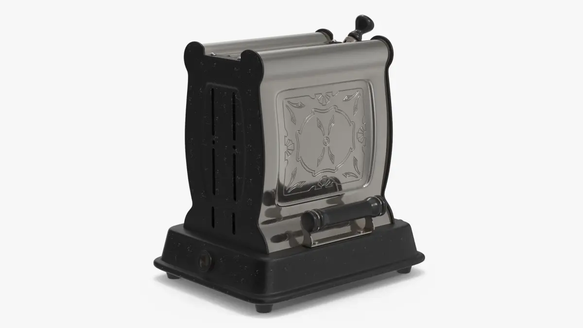 Vintage Art Deco Style Toaster Aged Metal Black 3D model