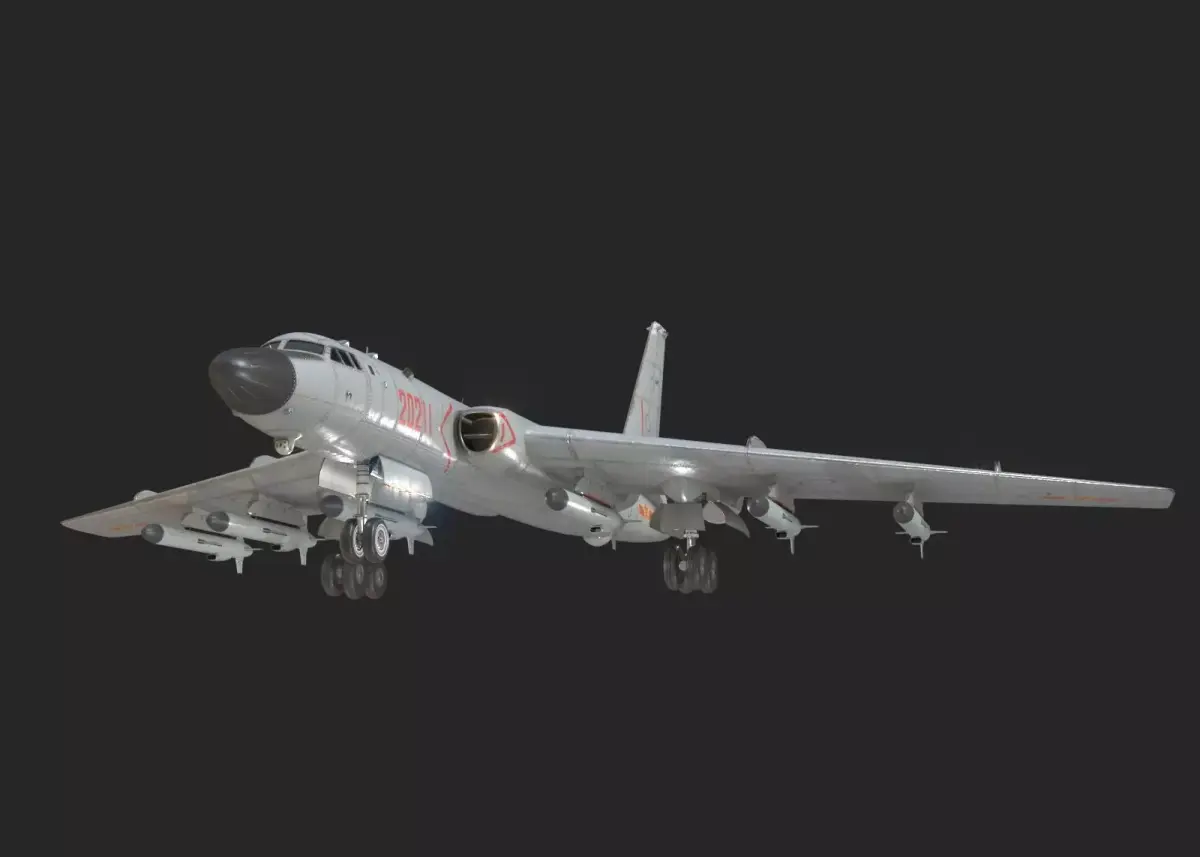 Xian H-6K Strategic Bomber H6K Tu-16 Tu16 Bomber Low-poly 3D model