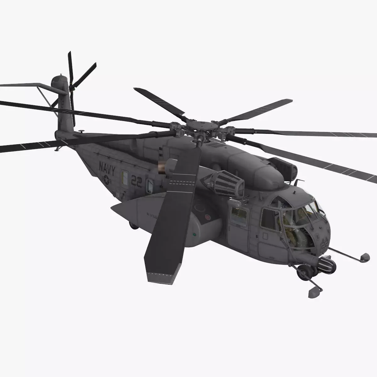 MH-53E Sea Dragon US Navy Basic Animation Low-poly 3D model