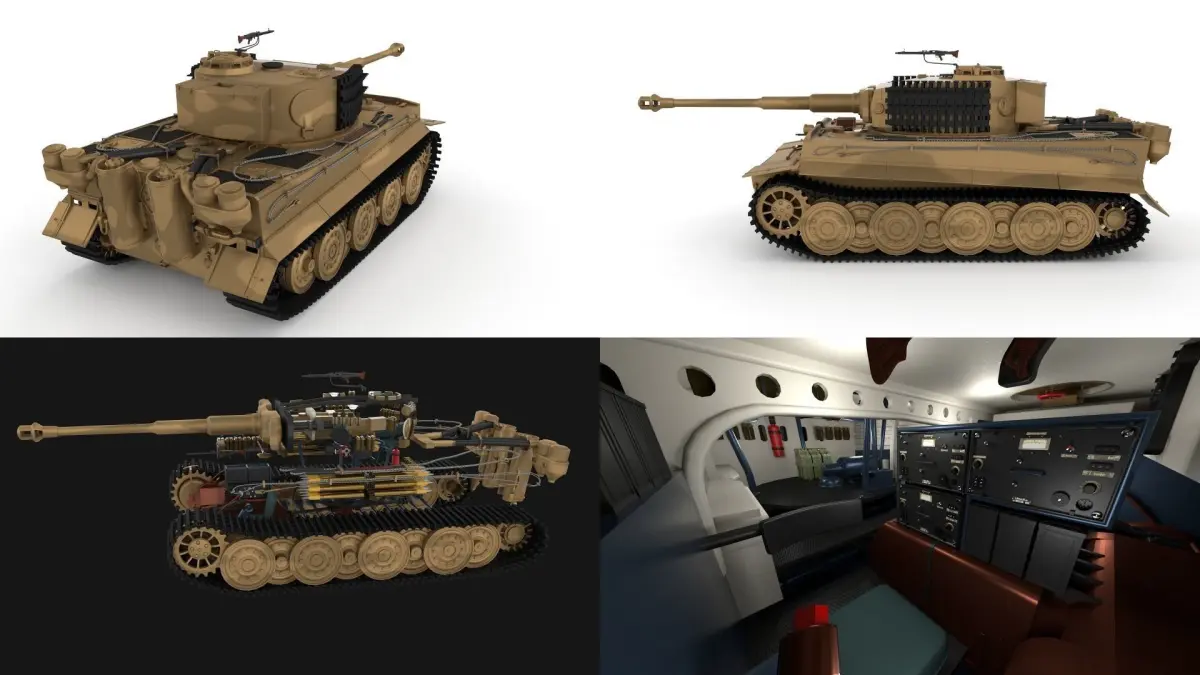 Panzer Tiger Tank Late 1944 v1 with interior 3D model