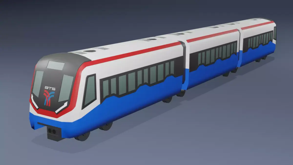 BTS Skytrain cartoon low poly 3D model