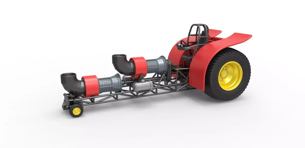 Pulling tractor with 2 jet engines 2 Scale 1 to 25 3D print model