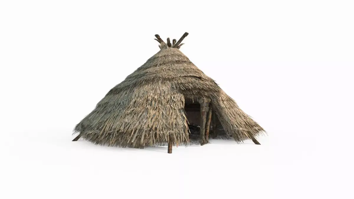 Medieval-style small thatched cottage 3D model