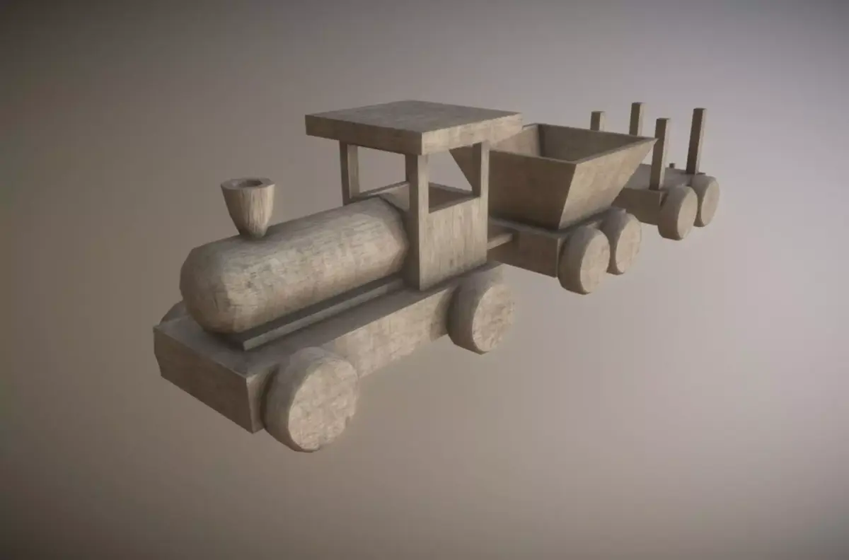 Low Poly Wooden Toy Train Low-poly 3D model