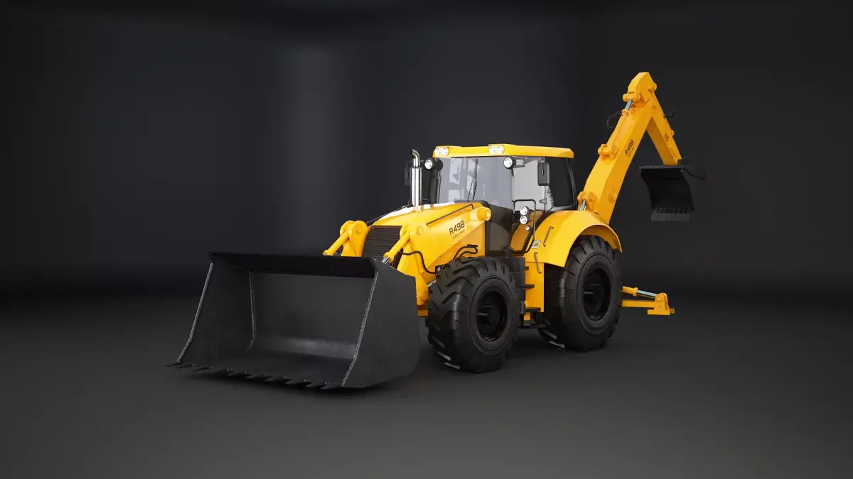 Generic Large Backhoe Loader Low-poly 3D model