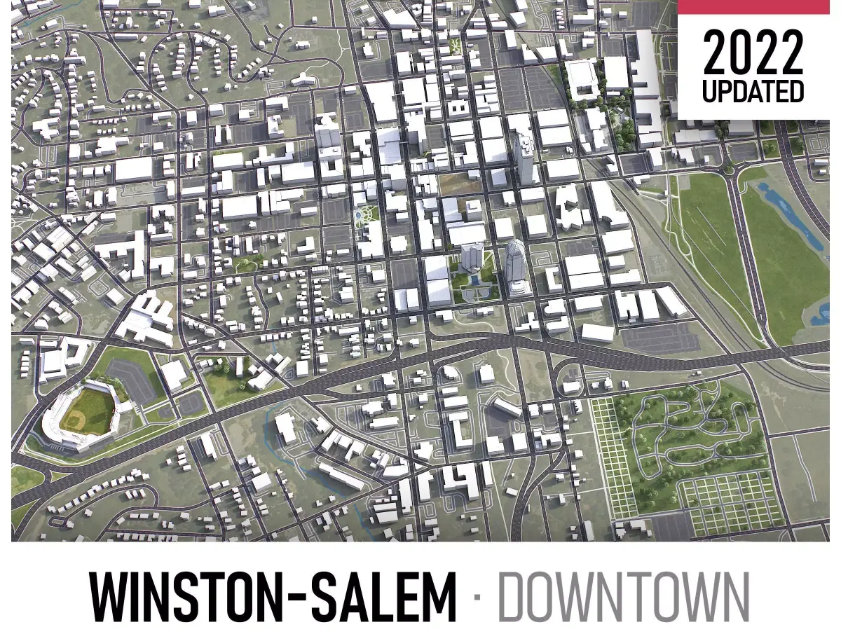 Winston-Salem Low-poly 3D model