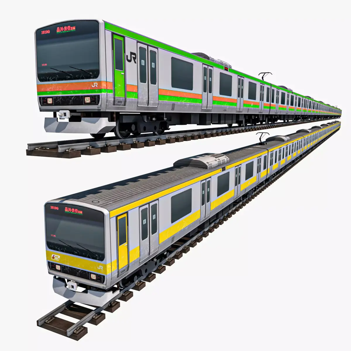 JR East E231 Train Series Tokyu Japan Railway Low-poly 3D model