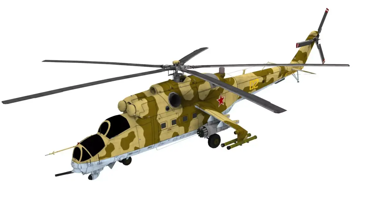 Lowpoly Mil Mi-24 Helicopter 3D Model Low-poly 3D model