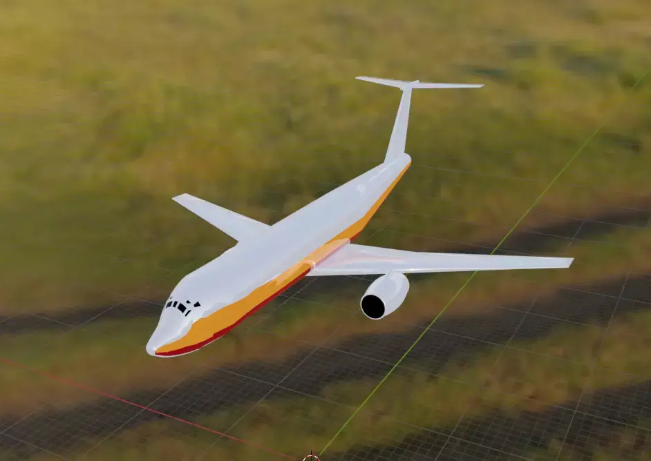 Fictional Twin Engine T-Tail Jetliner 7N7-100 Inspired Low-poly 3D model