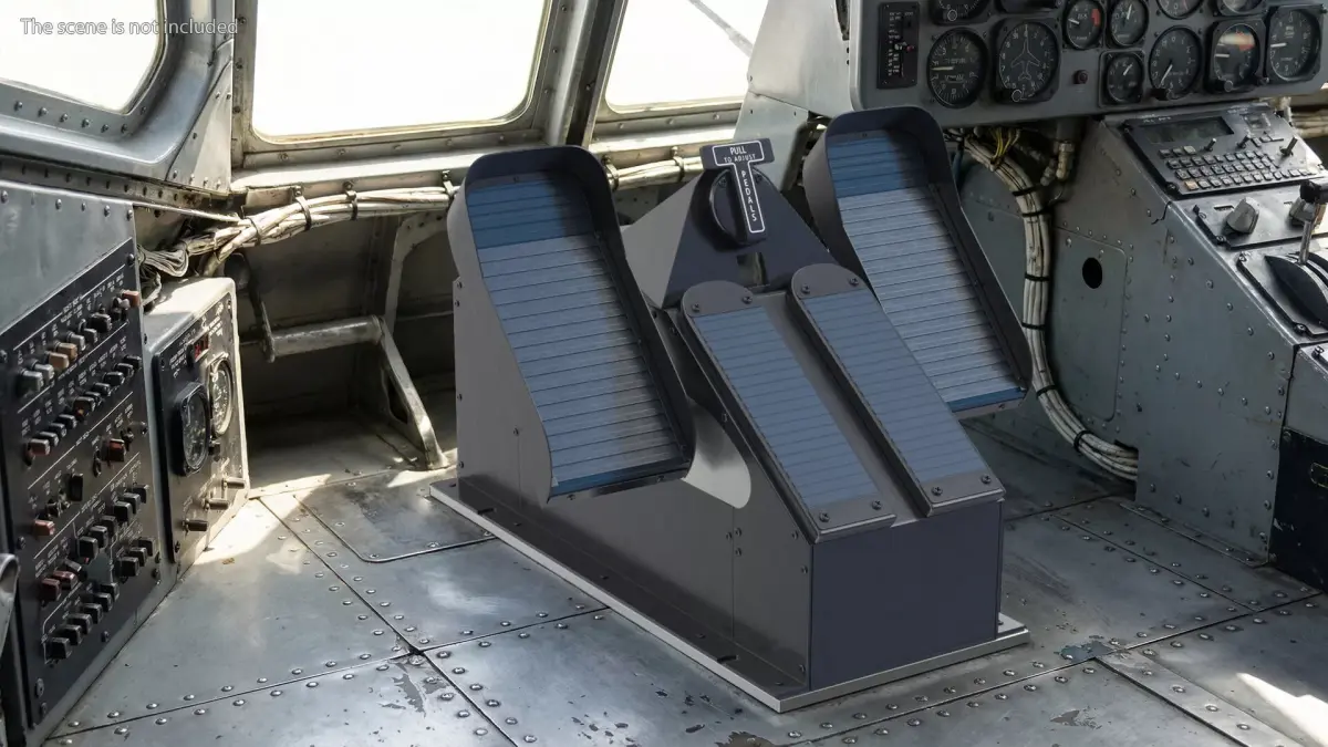 Aircraft Rudder Pedals Unit Simplified 3D model