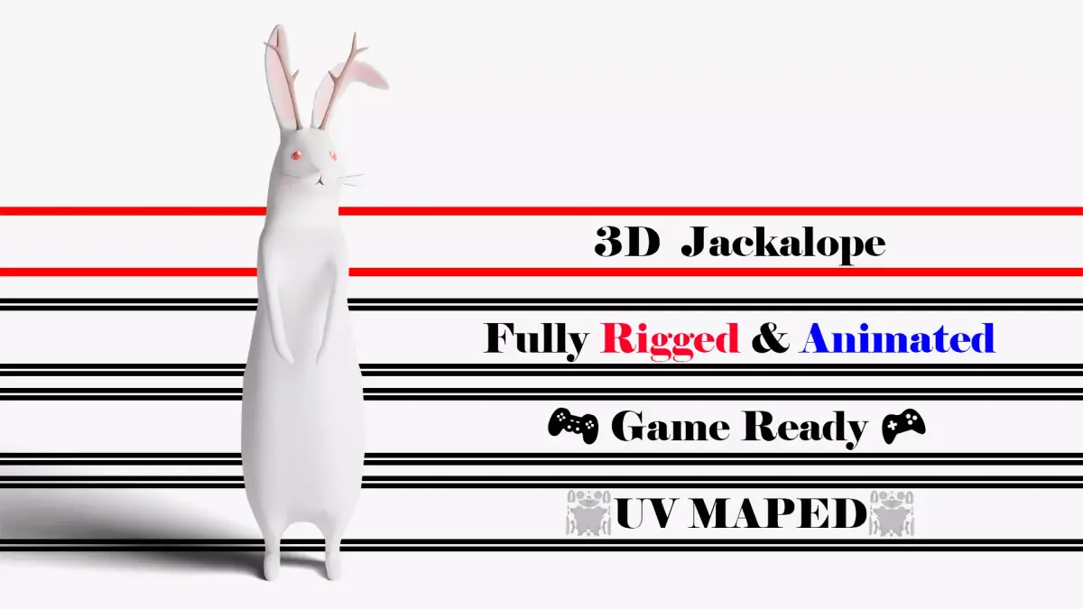 Mythical Rabbit Jackalope Low-poly 3D model