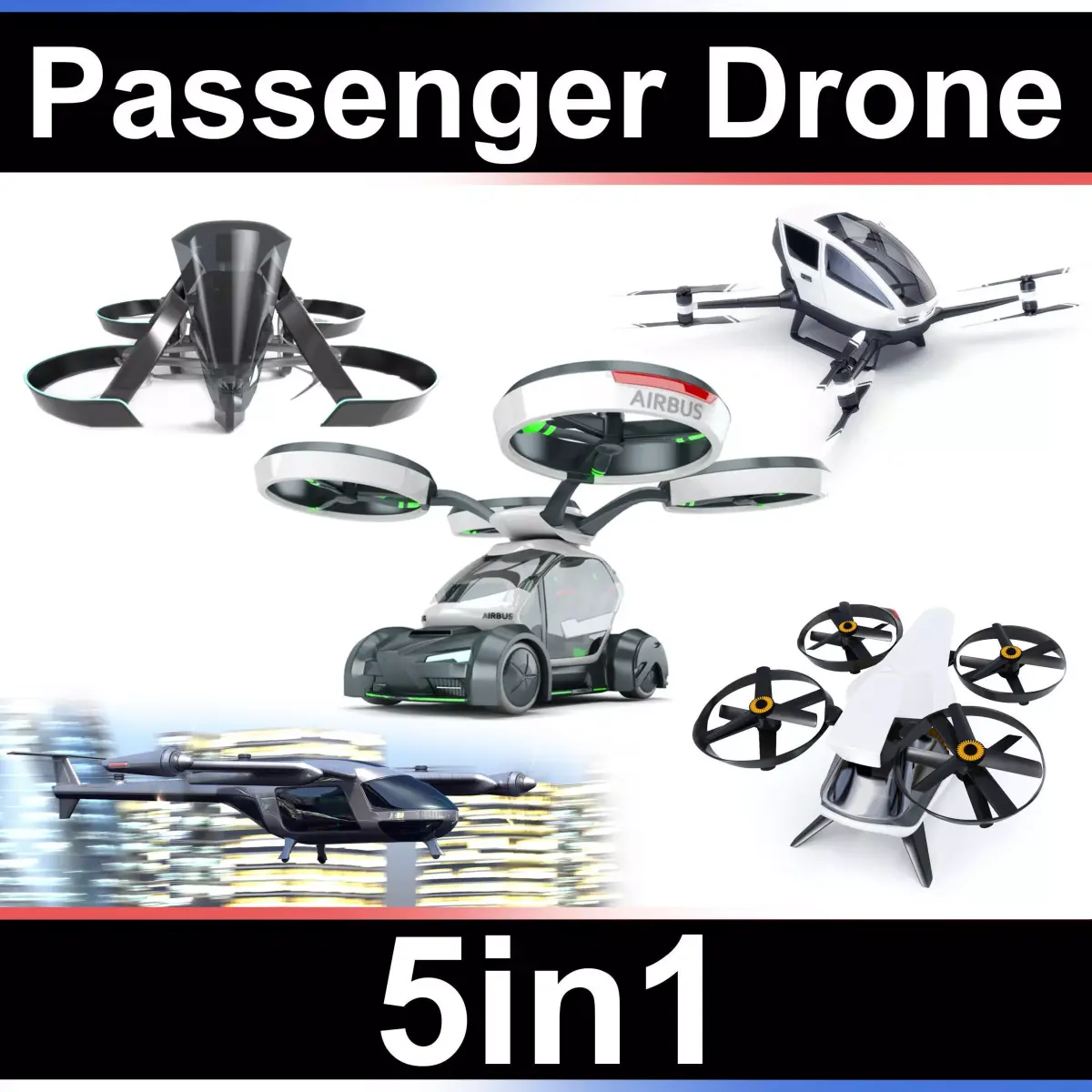 Passenger copter Set 5in1 3D model