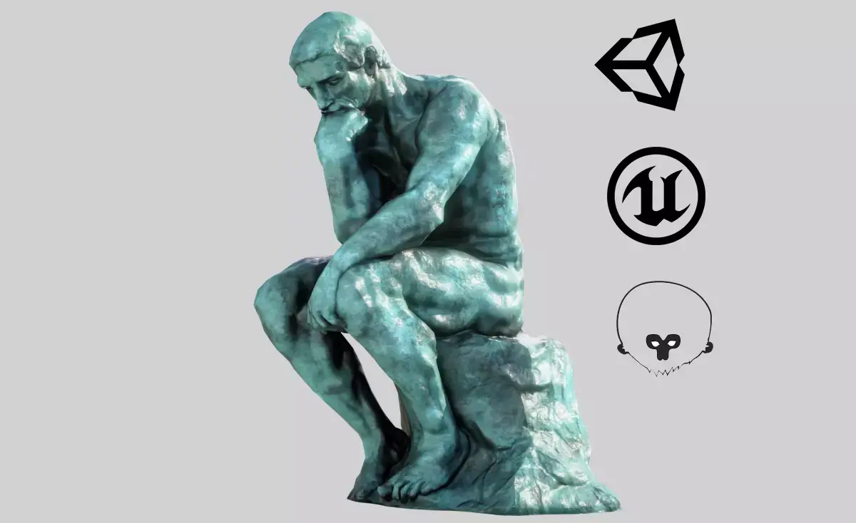 The Thinker Rodin Low-poly 3D model