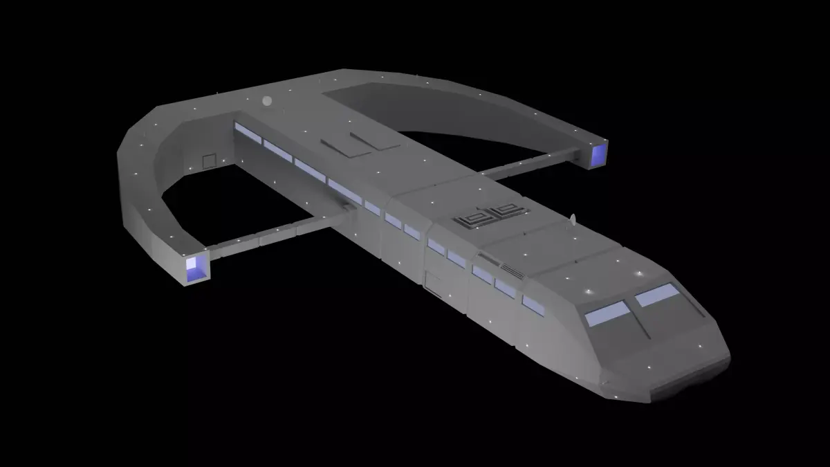 Spaceship futuristic train Low-poly 3D model