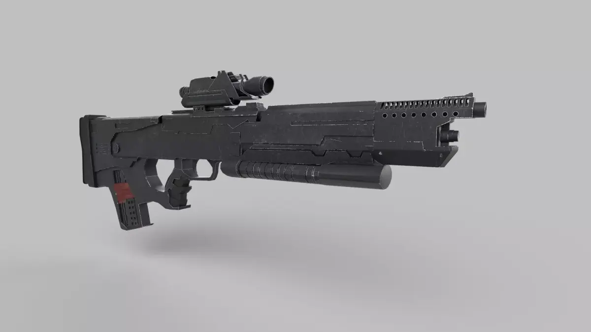 Assault rifle Low-poly 3D model 3