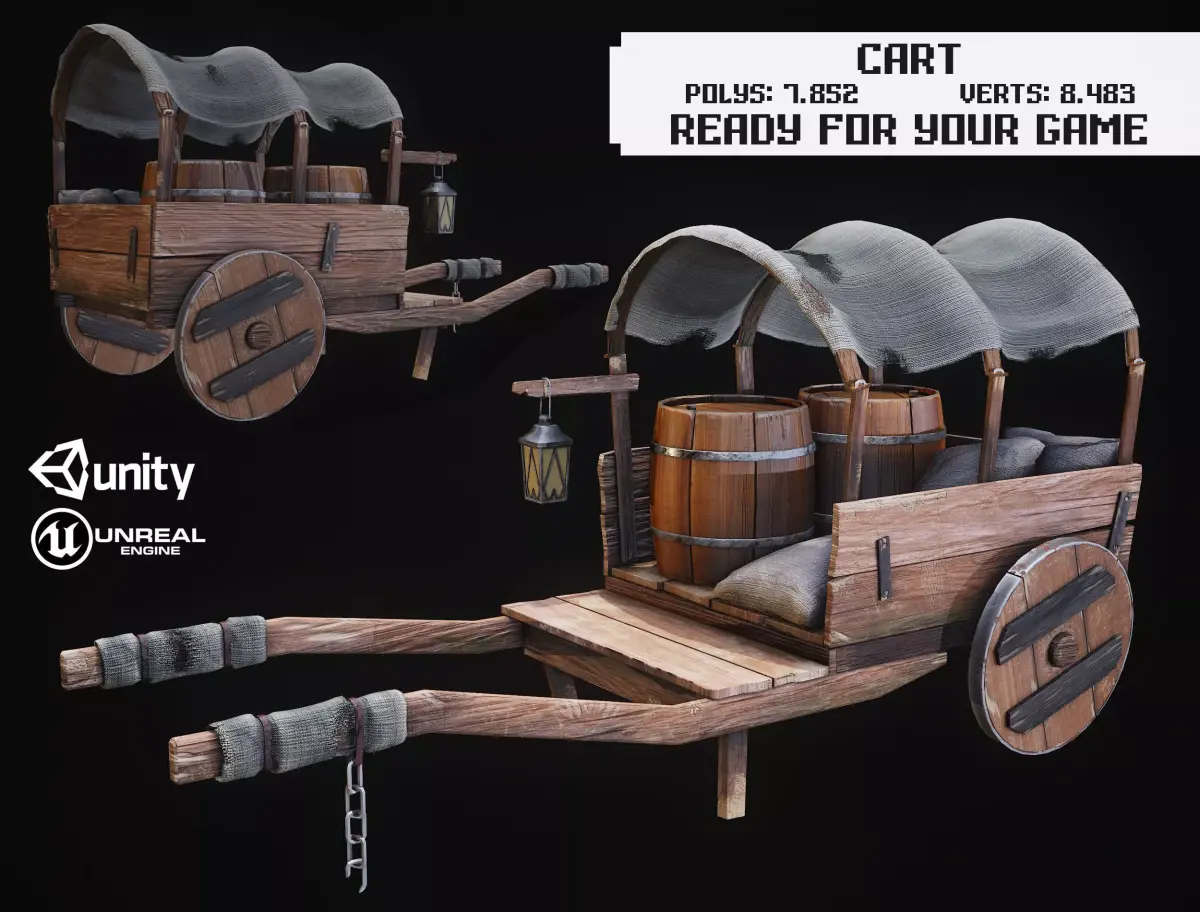 CART lowpoly Low-poly 3D model