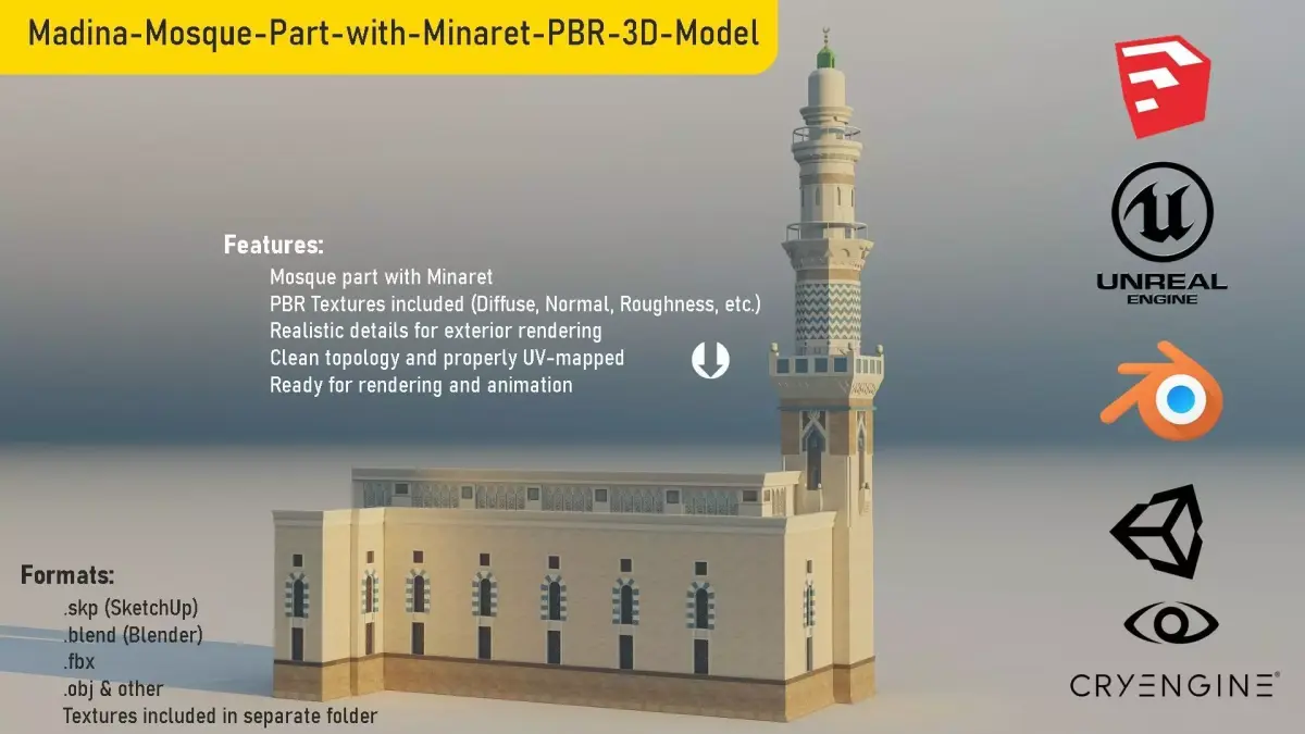 Madina Mosque Block 1 Low-poly 3D model