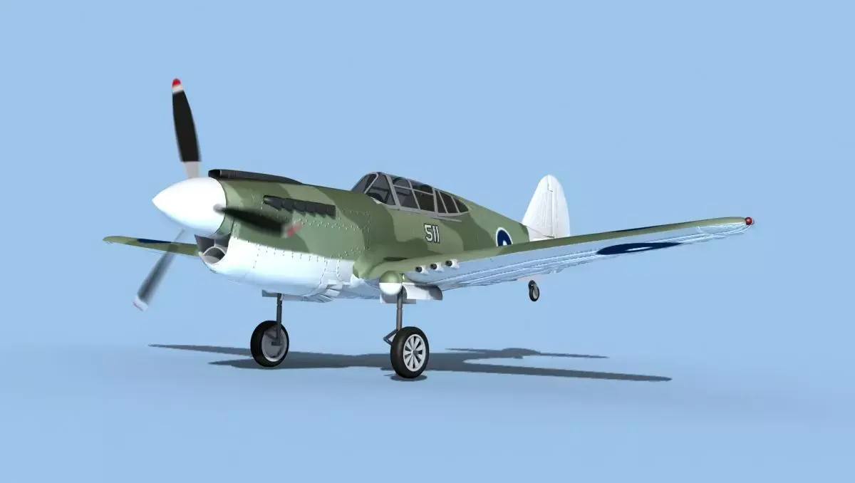 Curtiss P-40F Tomahawk V08 RAAF 3D model
