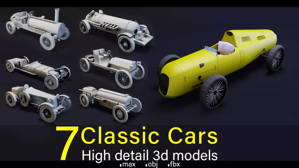 7- Classic Cars- High detail 3d models Low-poly 3D model