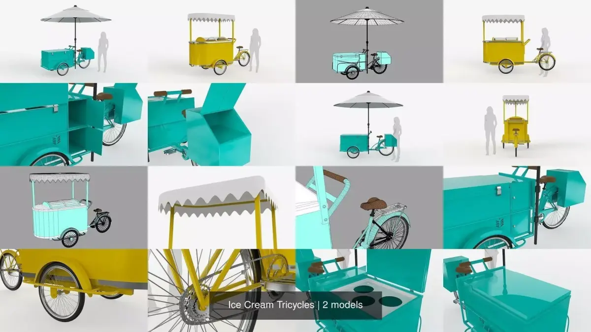 Ice Cream Tricycles 3D Model Pack