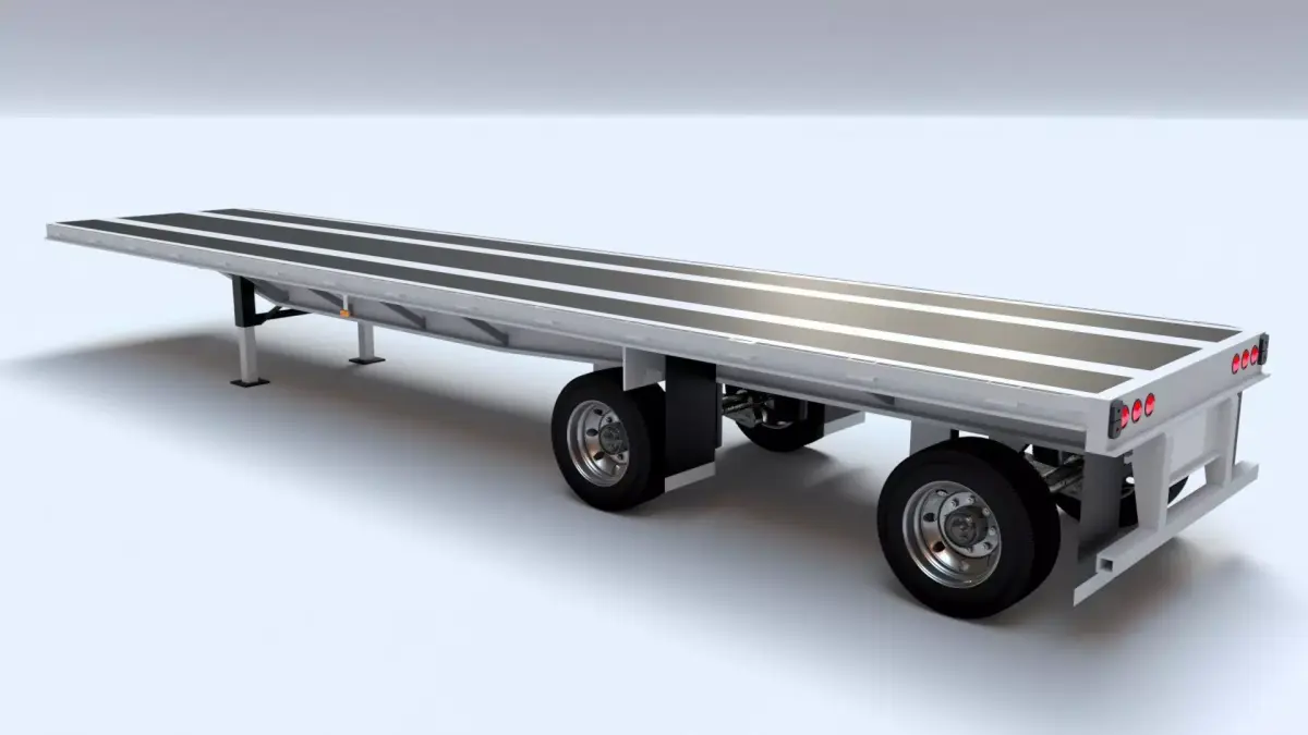 Flat Bed Trailer for a DAF XF Truck Low-poly 3D model