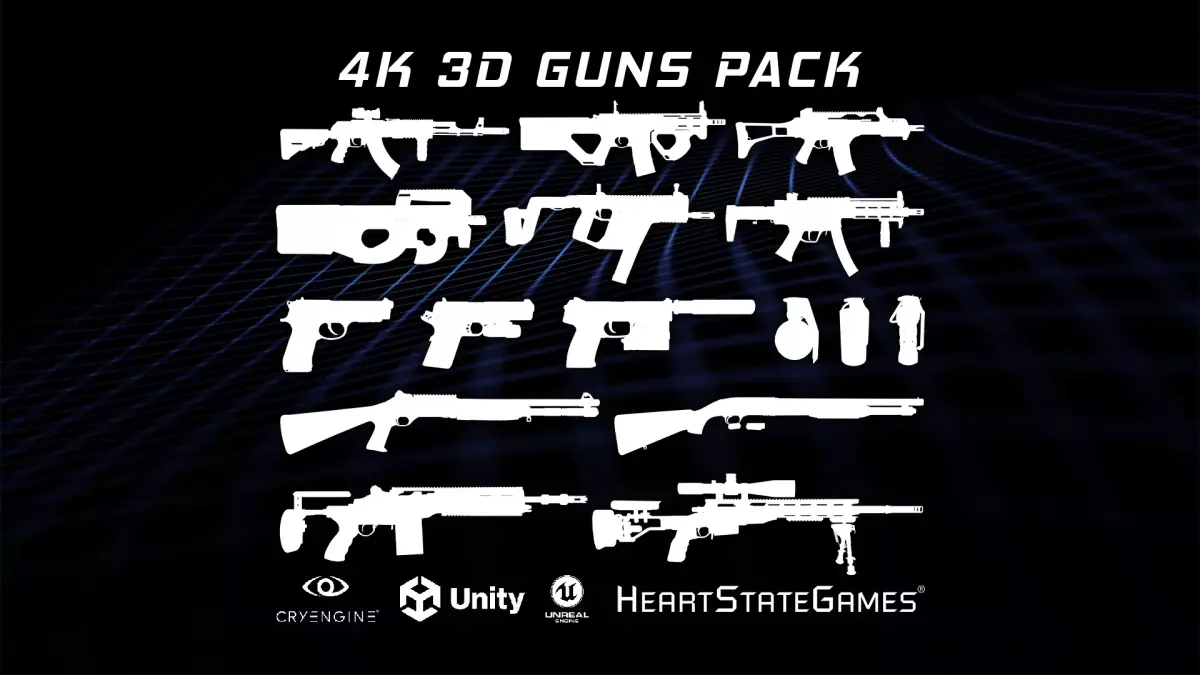 UltiHD 4K Mega Gun Pack - Game Ready Low-poly 3D model