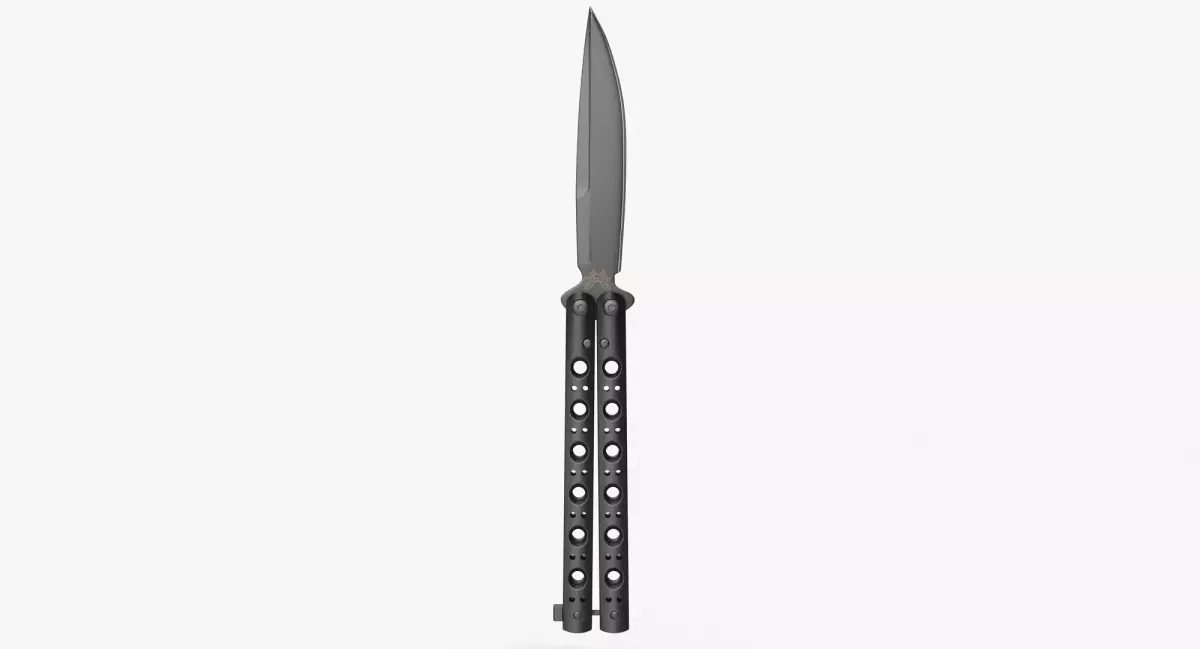 Balisong Butterfly Knife Black Low-poly 3D model