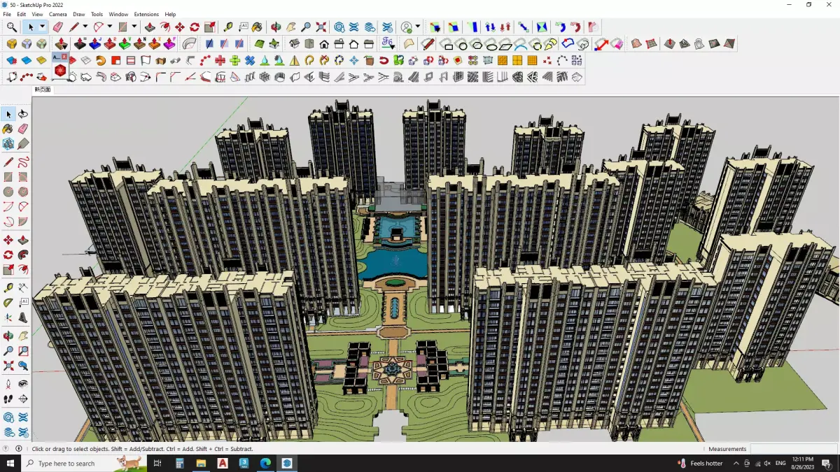 3D model of a city with lots of buildings 3D model