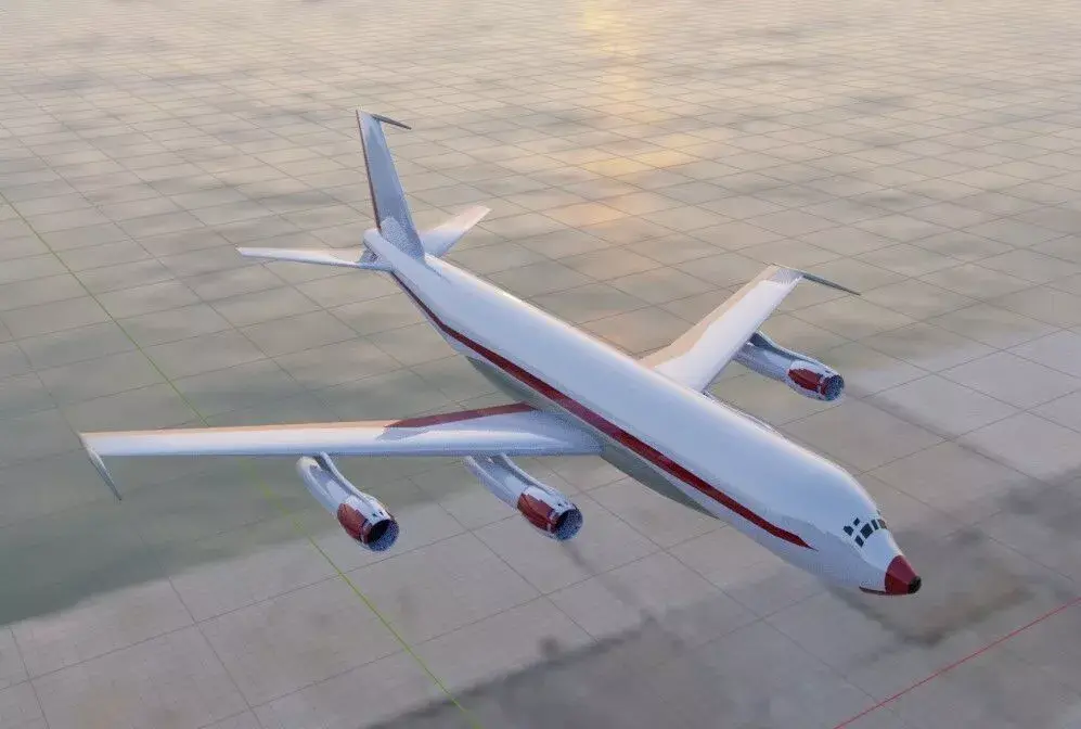 Fictional Quad Engine 1950s Jetliner 707-120B Inspired Low-poly 3D model