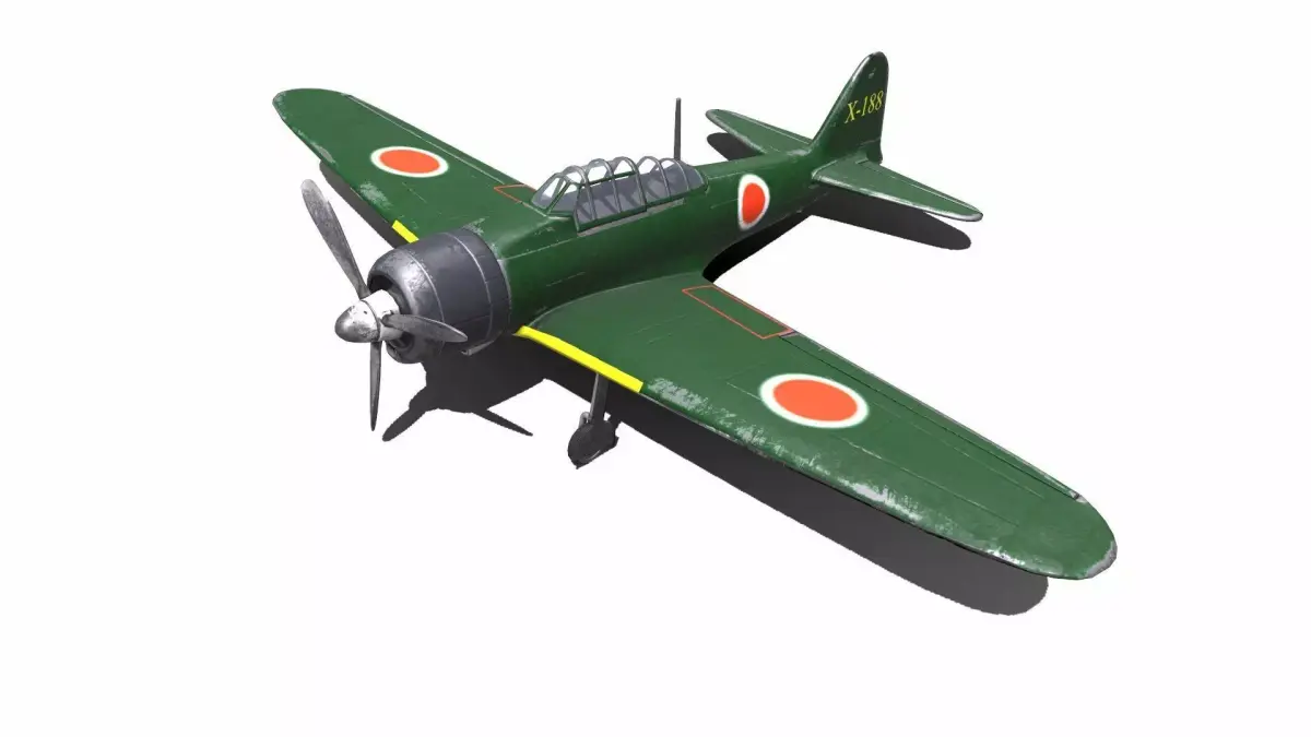 Mitsubishi A6M Zero WW2 Japan Fighter Plane Low-poly 3D model