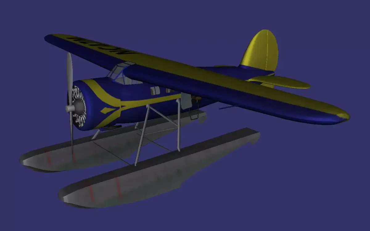 Lockheed Vega with floats Low-poly 3D model
