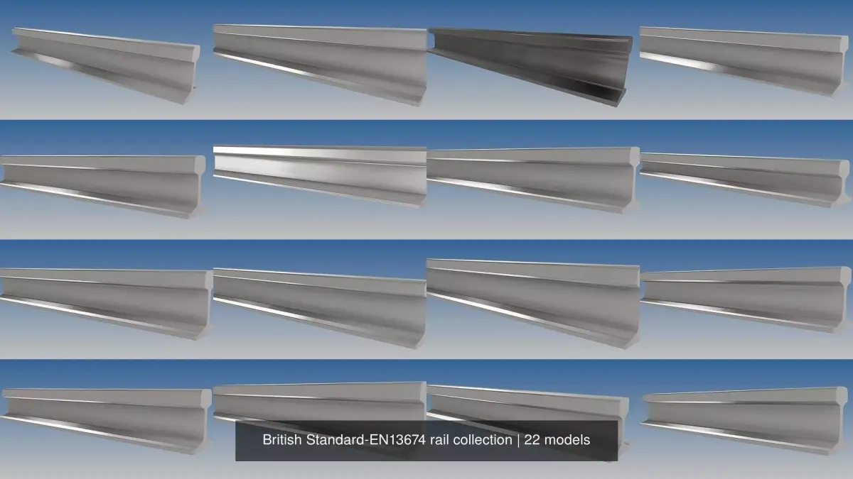 British Standard-EN13674 rail collection 3D Model Pack