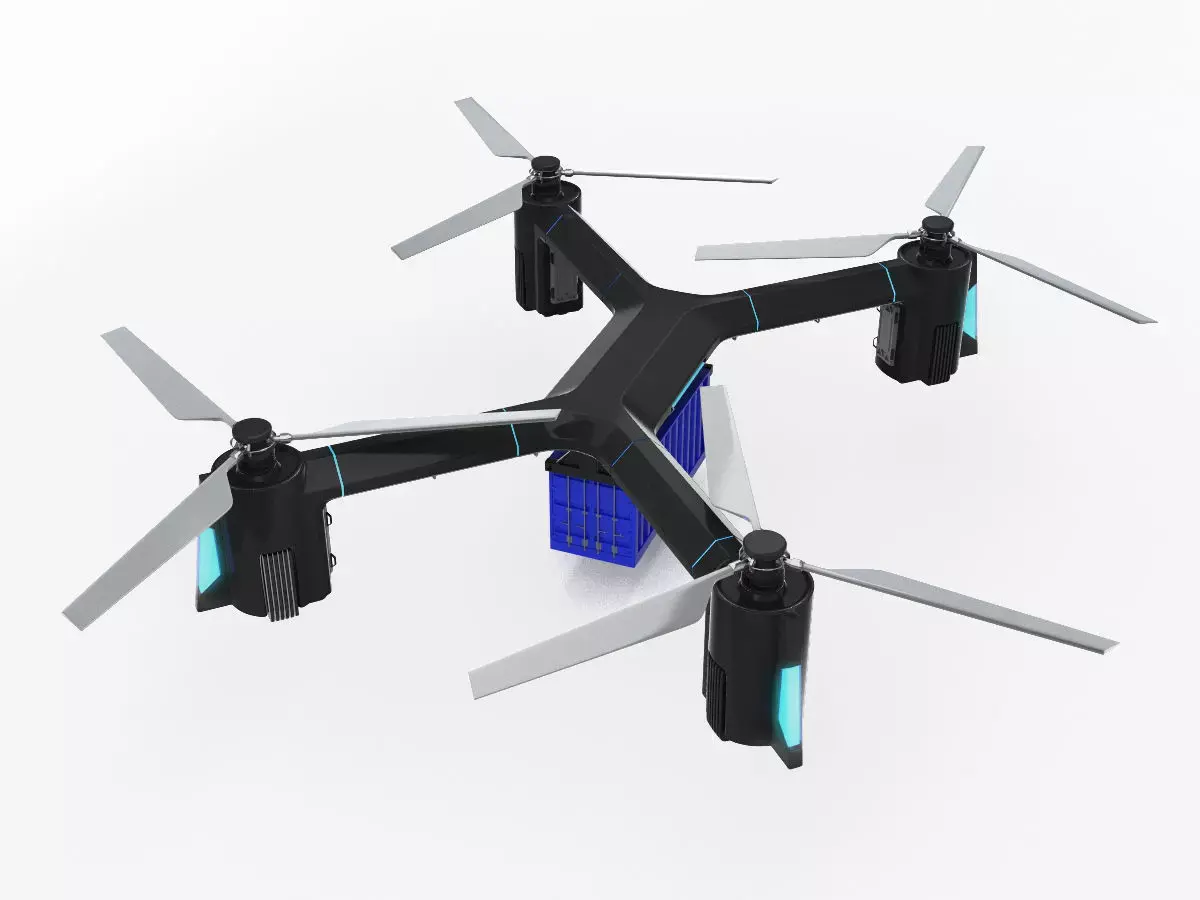 Cargo Quadrocopter  Dron Concept 3D model