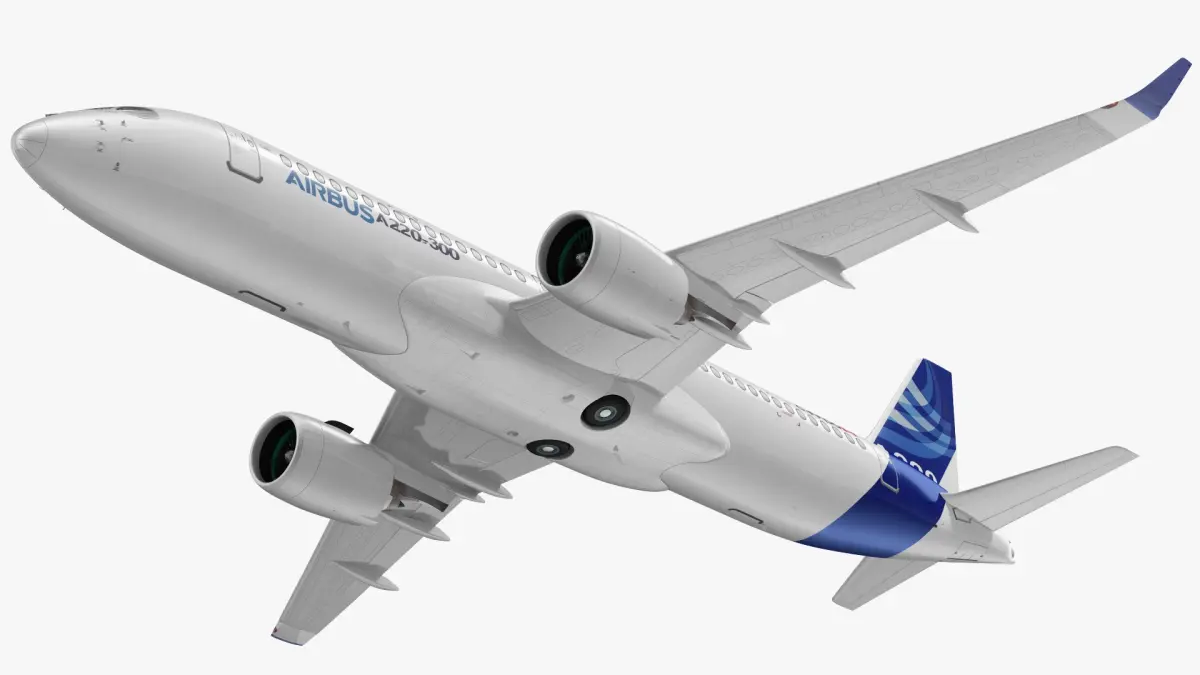 Airbus A220 300 Detailed Interior Rigged 3D model
