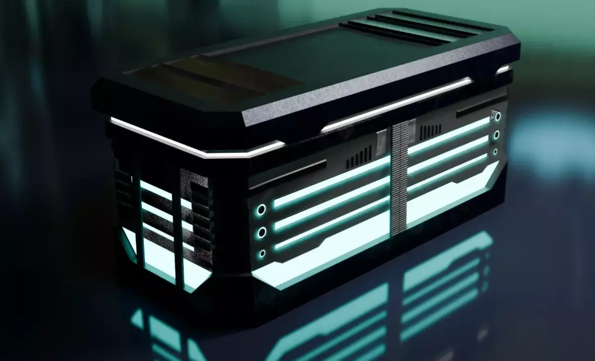 Cyberpunk Tron Crate Low-poly 3D model